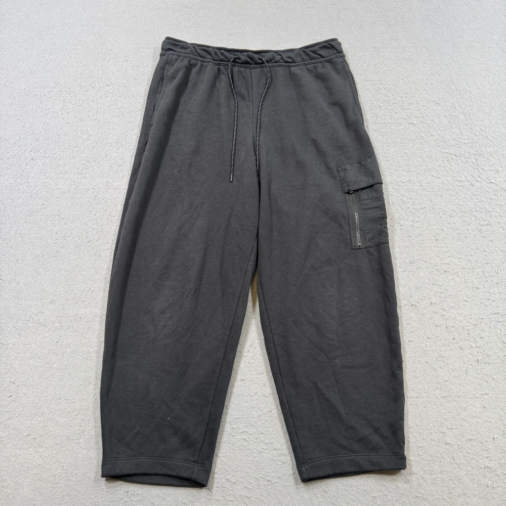 Nike Cargo Sweatpants Men's Large Black Cropped Fleece Utility Athletic Joggers